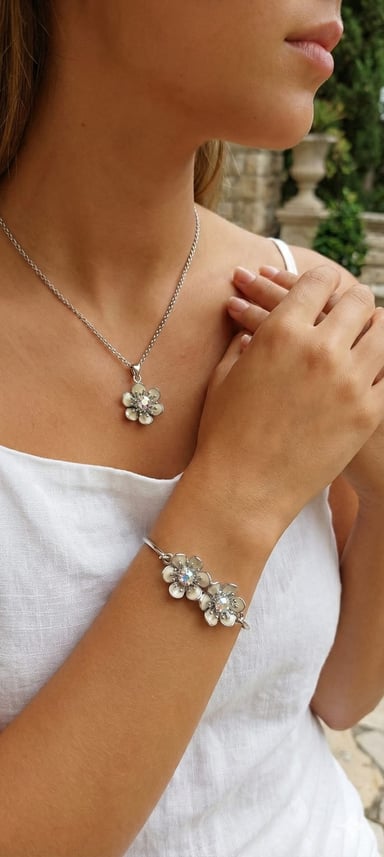 JUEGO PULSERA ELEMENTS SWAROVSKI ETERNAL BLOOM ACERO Y COLLAR - 3