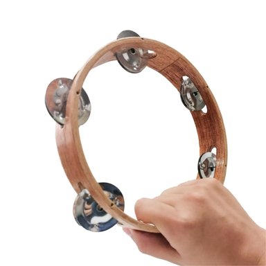 INSTRUMENTO DE PERCUSIÓN PANDERETA DE MADERA RESISTENTE