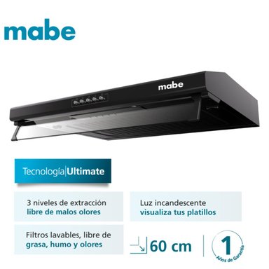 CAMPANA DE COCINA MABE 60 CM NEGRA DISEÑO FUNCIONAL - 2