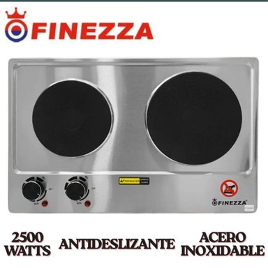 COCINA ELECTRICA FINEZZA FZ320H2CE PORTATIL DOS HORNILLAS ACERO INOX