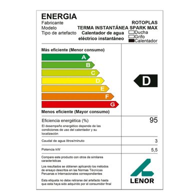 RAPIDUCHA ELECTRICA ROTOPLAS SPARK MAX 5500W USO DOMESTICO - 5