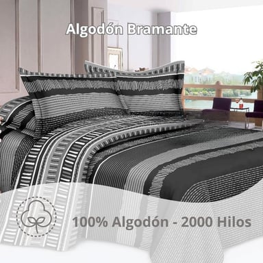 JUEGO DE SÁBANAS ALGODÓN 2PLAZAS 4 PIEZAS 2000 HILOS NEGRO - 2