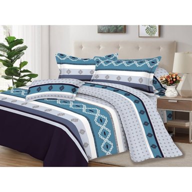 JUEGO DE SÁBANAS ALGODÓN 2PLAZAS 4 PIEZAS 2000 HILOS CELESTE GRIS