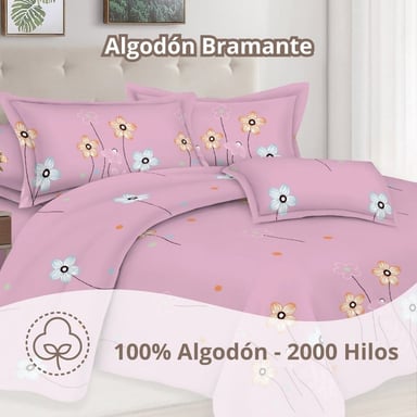 JUEGO DE SÁBANAS ALGODÓN 2PLAZAS 4 PIEZAS 2000 HILOS ROSA LILA - 2