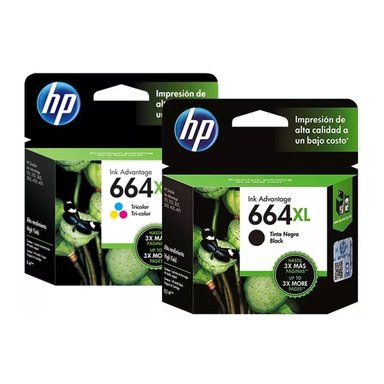 TINTA HP MULTICOLOR PACK 664XL NEGRO F6V30AL Y F6V31AL