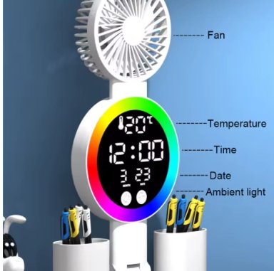 LÁMPARA DE ESCRITORIO CON LUZ LED Y VENTILADOR