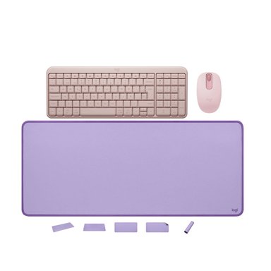 TECLADO K250 + MOUSE M196 ROSADO +PAD MOUSE LILA - 1