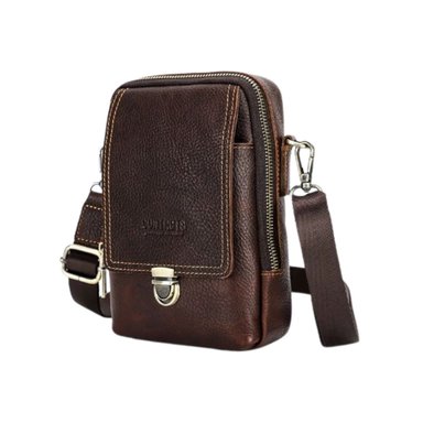 MORRAL CONTAC'S CASUAL CUERO MARRÓN RÚSTICO HOMBRE