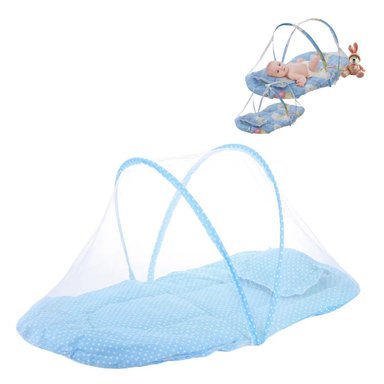 CUNA CELESTE MOSQUITERO CON COLCHÓN