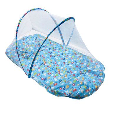 CUNA CARS CELESTE CON MOSQUITERO BEBE