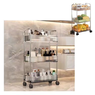 ORGANIZADOR TRANSPARENTE CON BANDEJAS RODANTE 3 NIVELES