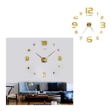 RELOJ GIGANTE ADHESIVO PARA PARED DORADO