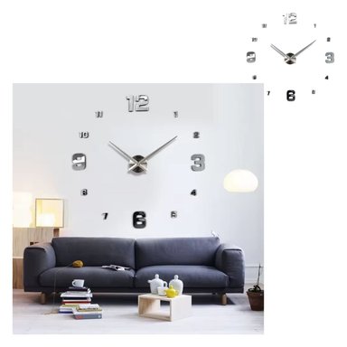 RELOJ GIGANTE ADHESIVO PARA PARED PLATA