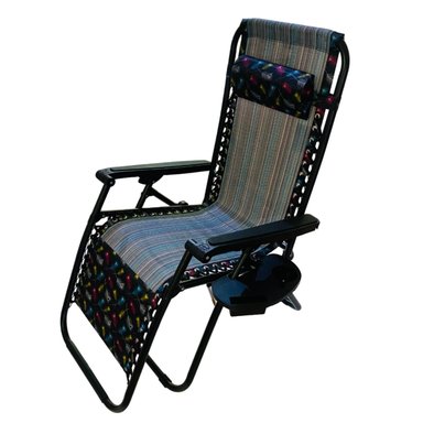 SILLA GRIS PEREZOSA RECLINABLE BANDEJA POSA VASO - 3
