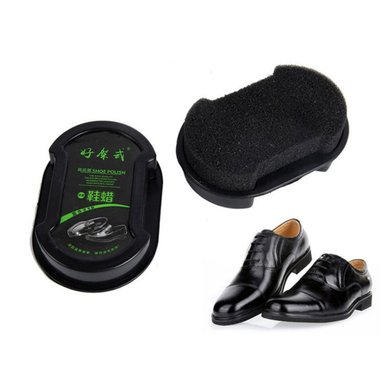 SET ACCESORIOS LIMPIEZA NEGRO LUSTRADOR ESPONJA ZAPATOS X 3 UNDS