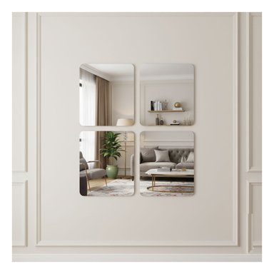 LAMINAS DE ESPEJOS ADHESIVOS 30CM X 40CM PACK 4 UNDS