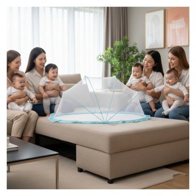 MOSQUITERO SOBRE CAMA AZUL