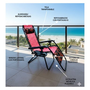 SILLA PEREZOSA RECLINABLE ROSAS - 4