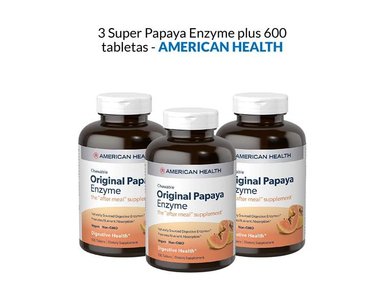 SUPLEMENTO SUPER PAPAYA ENZYME PLUS AMERICAN HEALTH 600 TABLETA PACK X3