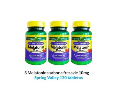 3 MELATONINA DE 10MG SPRING VALLEY SABOR A FRESA - 120 TABL