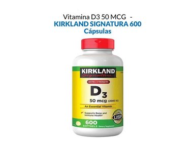VITAMINA D3 50 MCG (2000 IU) 600 CAPS BLANDAS - KIRKLAND
