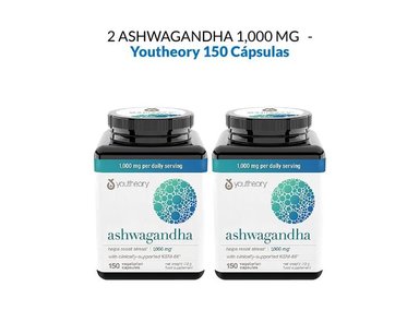 2 ASHWAGANDHA 1000 MG. 150 CÁPSULAS - YOUTHEORY