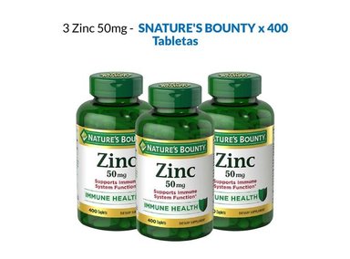 3 ZINC 50 MG NATURE'S BOUNTY - 400 TABLETAS
