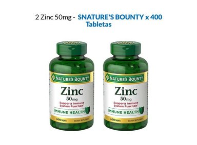 2 ZINC 50 MG NATURE'S BOUNTY - 400 TABLETAS