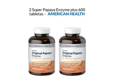 SUPLEMENTO SUPER PAPAYA ENZYME PLUS AMERICAN HEALTH 600 TABLETAS PACK X2