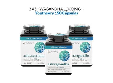 3 ASHWAGANDHA 1000 MG. 150 CÁPSULAS - YOUTHEORY