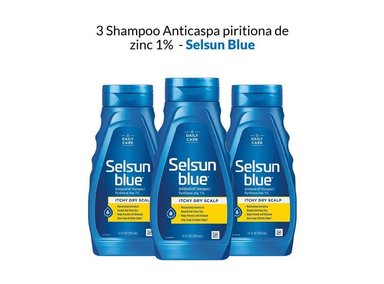 SHAMPOO SELSUN BLUE 3 UNIDADES ANTICASPA PIRITIONA ZINC 1%