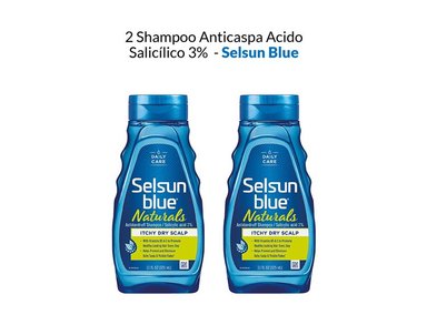 SHAMPOO SELSUN BLUE NATURALS 2 UNIDADES ANTICASPA ACIDO SALICÍLICO 3%