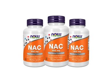 3 CÁPSULAS VEGETARIANAS NAC 600 MG - NOW FOODS