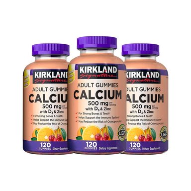 SUPLEMENTO KIRKLAND SIGNATURE CÁPSULAS BLANDAS 3 GOMITAS PARA ADULTOS CON CALCIO D3 + ZING 120 UNID