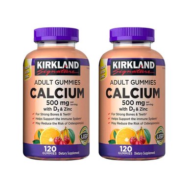 SUPLEMENTO KIRKLAND SIGNATURE CÁPSULAS BLANDAS 2 GOMITAS PARA ADULTOS CON CALCIO D3 + ZING 120 UNID