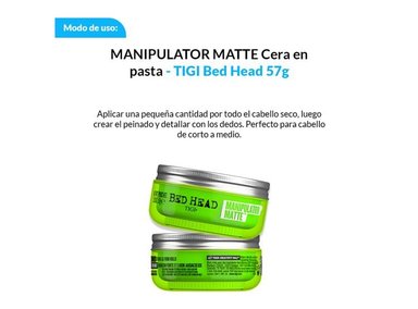 CERA TIGI BED HEAD 2 UNIDADES MANIPULATOR MATTE EN PASTA 57G - 2
