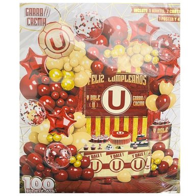 GLOBOS EL BAUL DE OTTO STORE CREMA BOUQUET FELIZ CUMPLEAÑOS UNIVERSITARIO DECORACION COMPLETO 100 PIEZAS