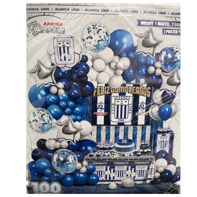 GLOBOS BOUQUET FELIZ CUMPLEAÑOS ALIANZA LIMA DECORACIÓN COMPLETO 105 PIEZAS