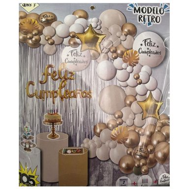 GLOBOS EL BAUL DE OTTO STORE PLATEADO BOUQUET FELIZ CUMPLEAÑOS DECORACION COMPLETO 105 PIEZAS