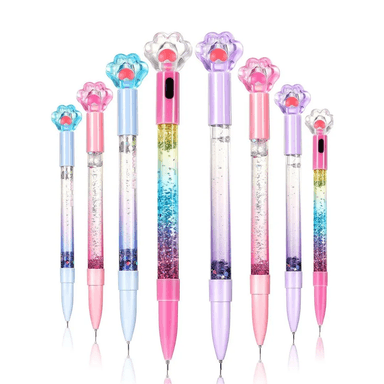 PACK 4 ACCESORIOS EL BAUL OTTO STORE MULTICOLOR LAPICEROS LLUVIA GLITTER KAWAII