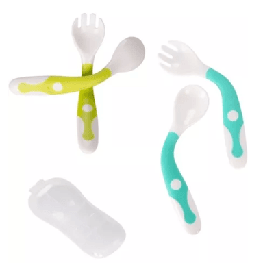 JUEGO DE CUCHARA Y TENEDOR PARA BEBÉ ESTUCHE DE VIAJE FLEXIBLE Y ANTIDESLIZANTE