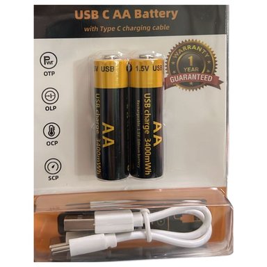 2 BATERÍAS PILAS RECARGABLES POR USB AA