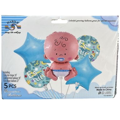 PACK 2 BOUQUET DE GLOBOS DE 5 ES UNA NIÑA O NIÑO - DESINFLADO (NIÑO)