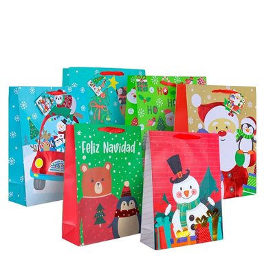 BOLSA DE REGALO NAVIDEÑA 20*25 PACK DE 6