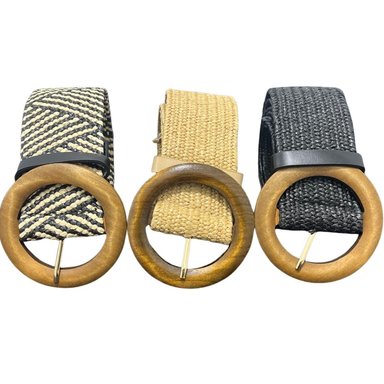 CINTURÓN / CORREA ELÁSTICO  DE PAJA PARA VERANO