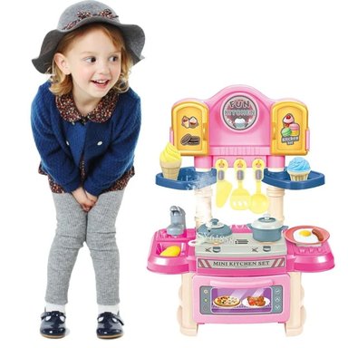 MINI COCINA PARA NIÑAS CON ACCESORIOS 34 PIEZAS - 1