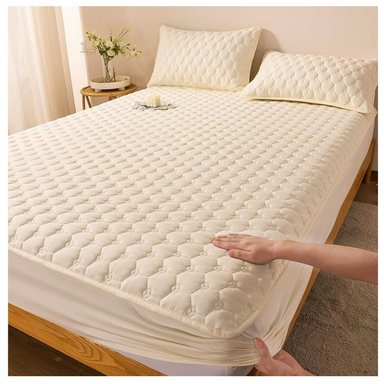 FUNDA PROTECTOR DE COLCHÓN IMPERMEABLE ANTIFLUIDOS 2 PLAZAS BEIGE