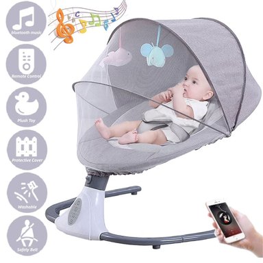 MECEDORA ELECTRICA PARA BEBES A CONTROL REMOTO GRIS