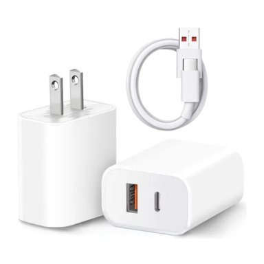 CUBO CARGA RAPIDA 120W DOS PUERTOS USB TIPO A USB C MAS CABLE - 1