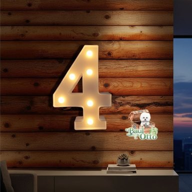 NÚMEROS 4 ACRÍLICO BLANCO CON LUCES LED A PILAS CUMPLEAÑOS